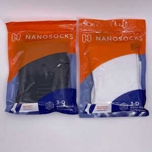 TWO Sz 2 NanoSocks 3D Nano-Weave Compression Socks Black White Unisex Adult